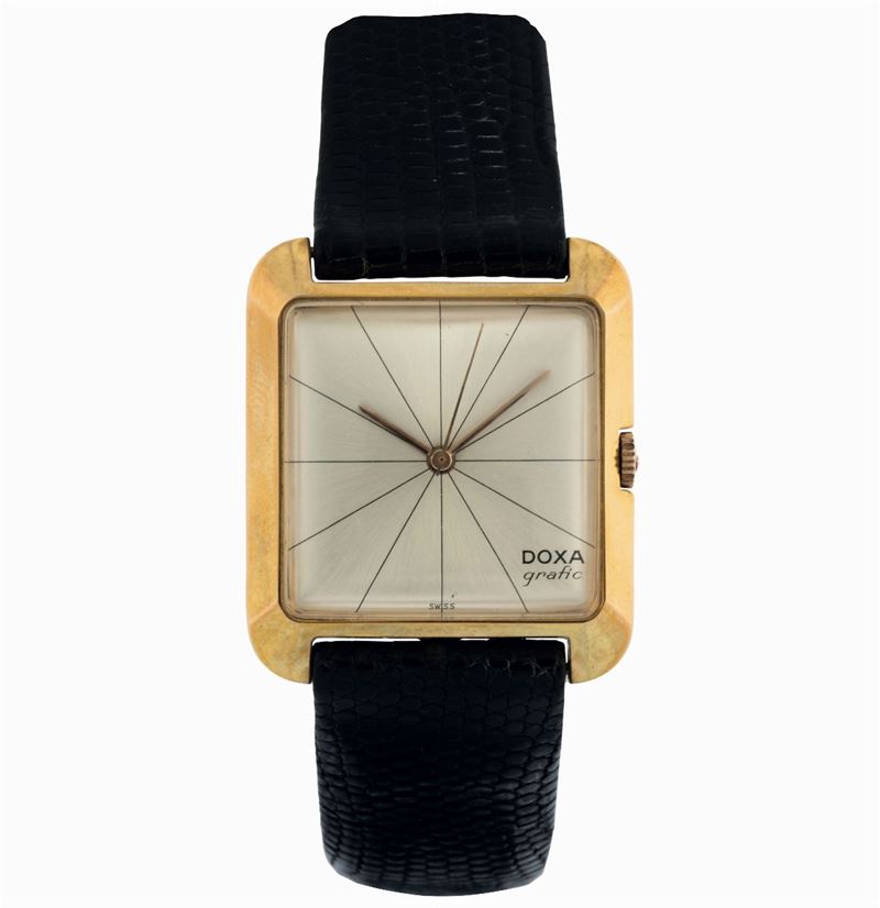 DOXA, Grafic, Ref. 10308-6. Fine, stainless steel and gold plated wristwatch. Made circa 1960. Accompanied by the original box and hang tag  - Auction wrist and pocket watches - Cambi Casa d'Aste