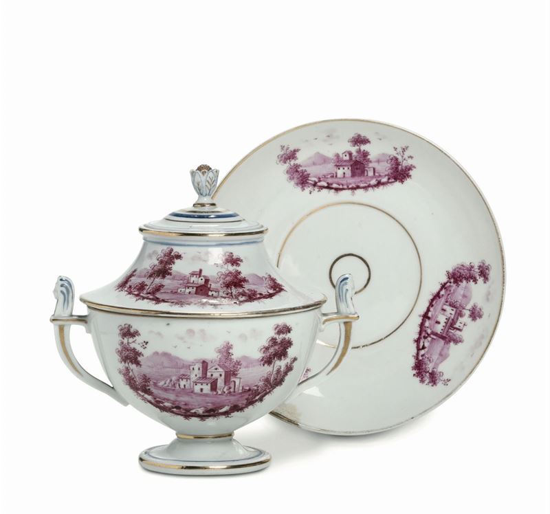 Una tazza da brodo con sottopiatto Doccia, Manifattura Ginori, 1800-1820  - Auction Majolica and Porcelain - Cambi Casa d'Aste