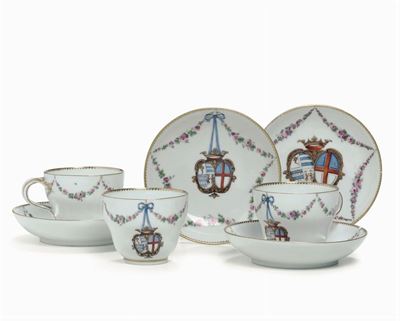 Tre Tazze con Piattini Meissen, 1763-1774