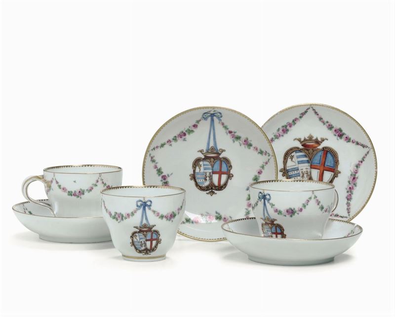 Tre tazze con piattini Meissen, 1763-1774  - Auction Majolica and Porcelain - Cambi Casa d'Aste