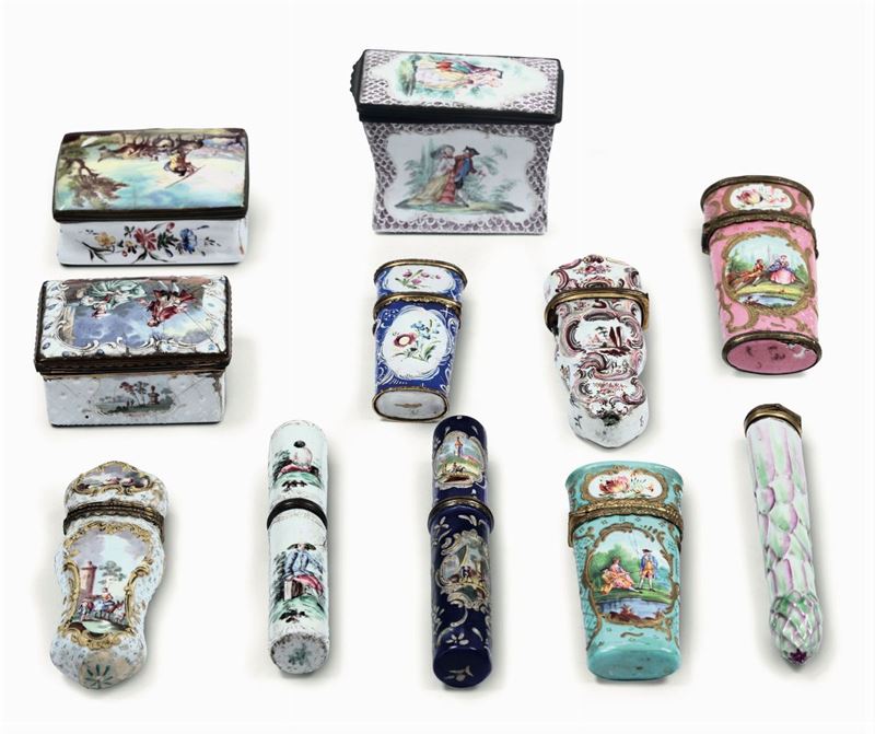 Undici galanterie - scatole ed astucci Manifatture diverse, XIX secolo  - Asta Maioliche e Porcellane - Cambi Casa d'Aste