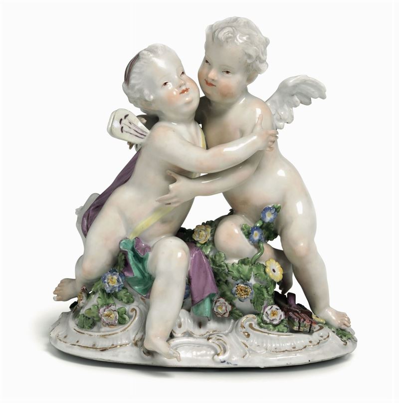 Gruppo “Amore e Psiche” Meissen, 1750 circa Modello di Johann Joachim Kaendler  - Auction Majolica and Porcelain - Cambi Casa d'Aste