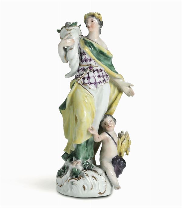 Figurina “Allegoria dell’Estate” Meissen, porcellana XVIII secolo, decorazione probabilmente XIX-XX secolo Probabile modello di Friedrich Elias Meyer
