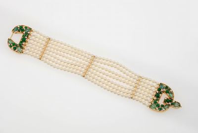 Bracciale con Perle e Smeraldi