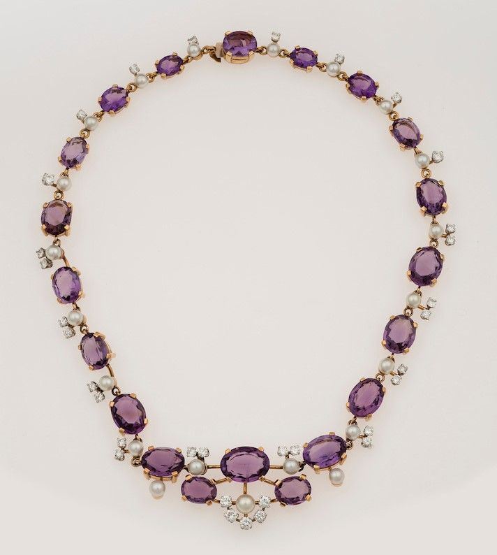 Amethyst, pearl and diamond necklace  - Auction Fine Jewels  - Cambi Casa d'Aste