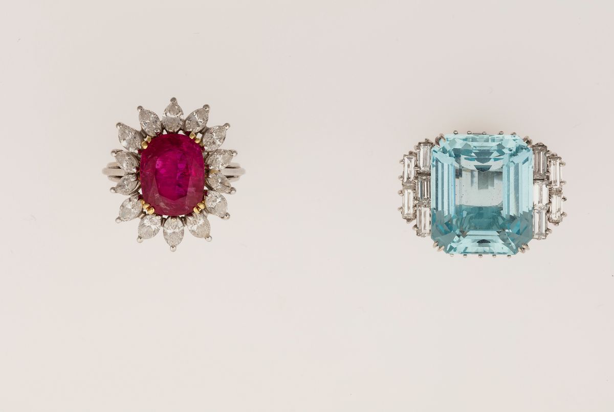Anello con Acquamarina e Diamanti