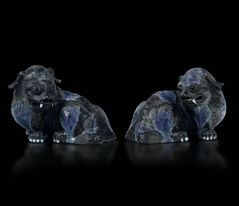 Two grÃ¨s Pho dogs, China, Qing Dynasty  - Auction Fine Chinese Works of Art - Cambi Casa d'Aste