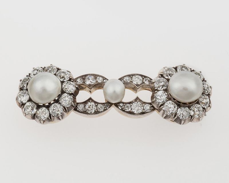 Diamond and pearl brooch  - Auction Fine Jewels - II - Cambi Casa d'Aste