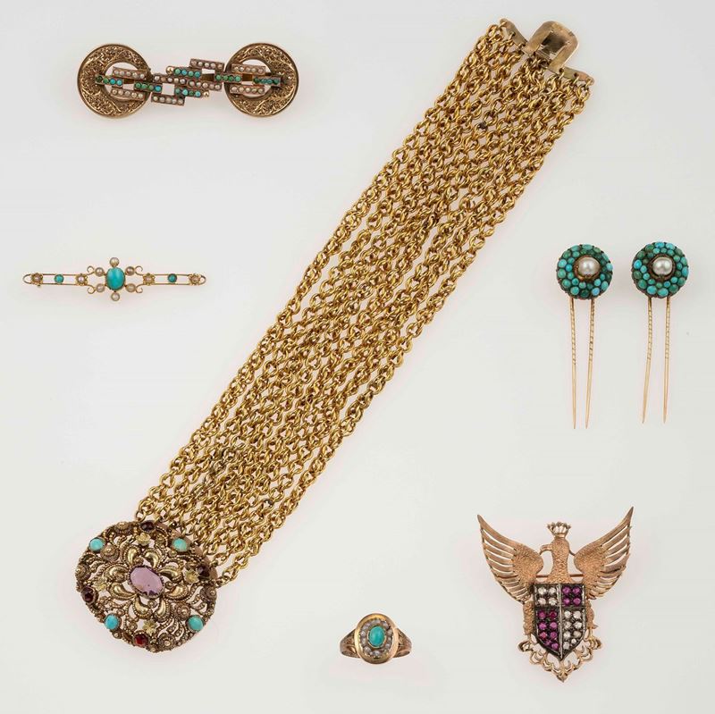 Group of gold and gem-set jewellery  - Auction Fine Jewels - II - Cambi Casa d'Aste