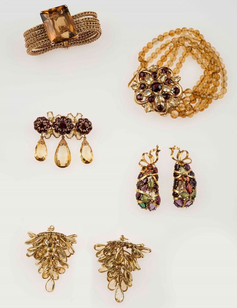 Group of gold and gem-set jewellery  - Auction Fine Jewels - II - Cambi Casa d'Aste