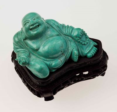 Statuina di Buddha Ridente in Turchese
