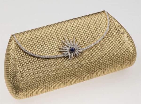 Gold, sapphire and diamond evening bag