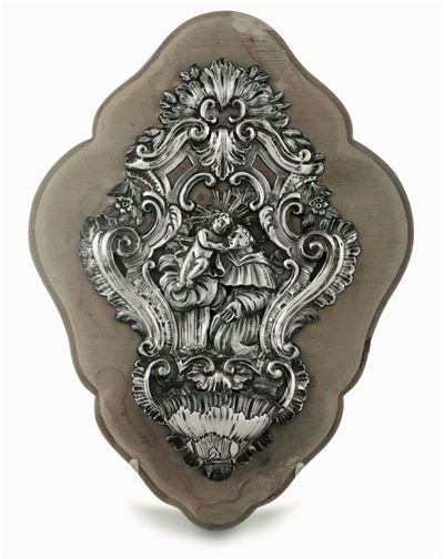 Acquasantiera in Argento Sbalzato e Cesellato Genova, Seconda Metà del XVIII Secolo, Bollo della ...