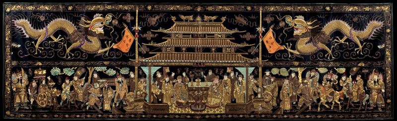An embroidered silk piece, China, Qing Dynasty, 1800s  - Auction Fine Chinese Works of Art - Cambi Casa d'Aste