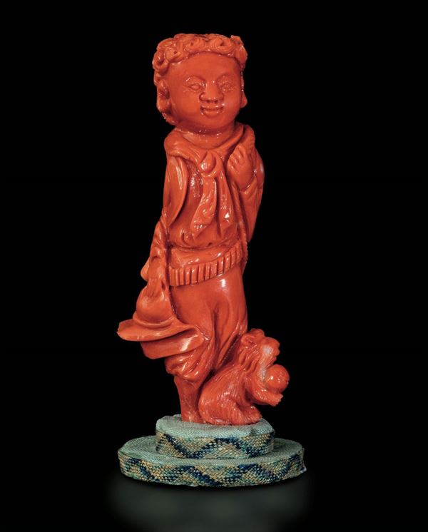 A coral figurine, China, early 20th century