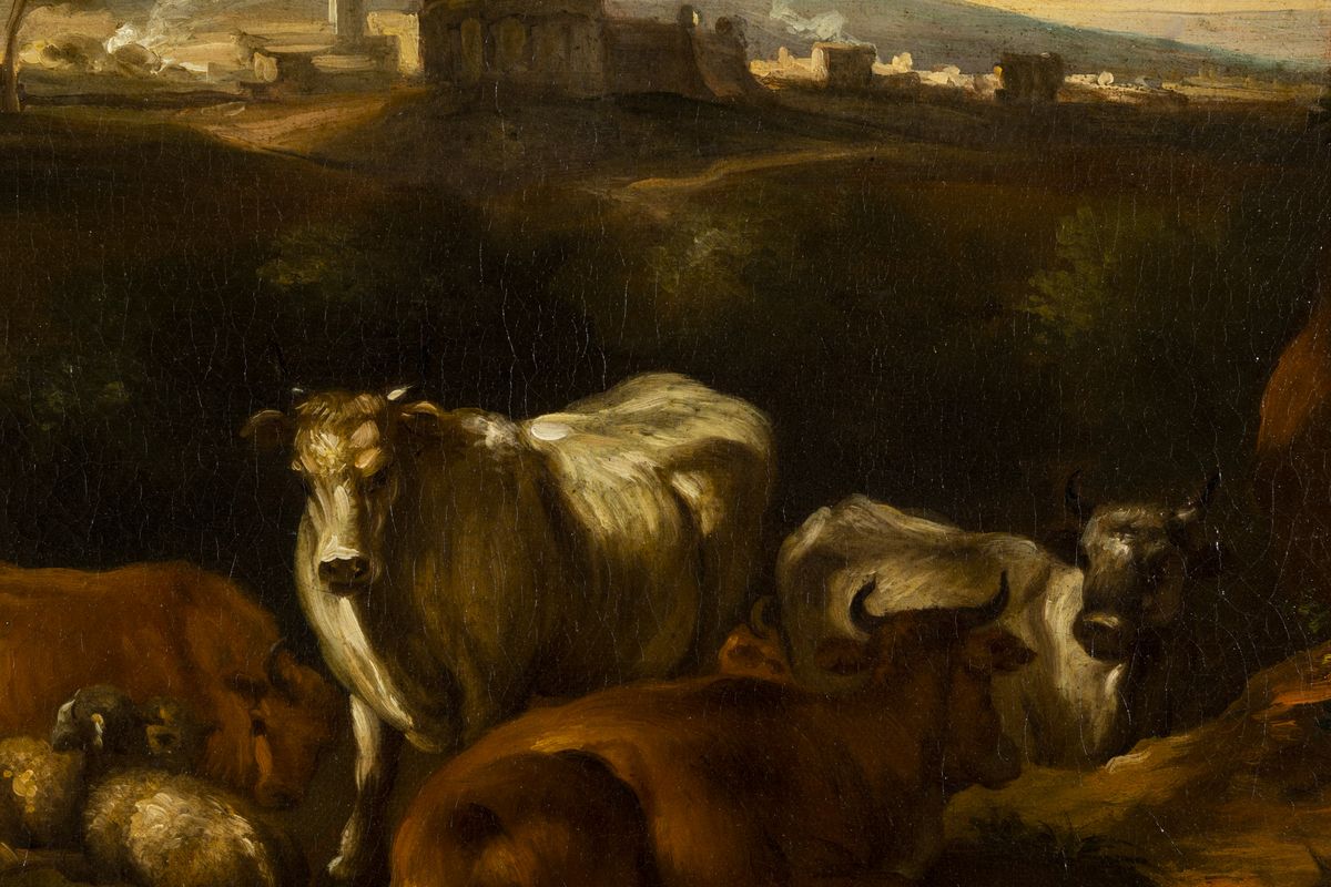 Pieter Mulier Detto il Tempesta (haarlem 1637 - Milano 1701), nei Modi Dipaesaggio con Pastore e ...