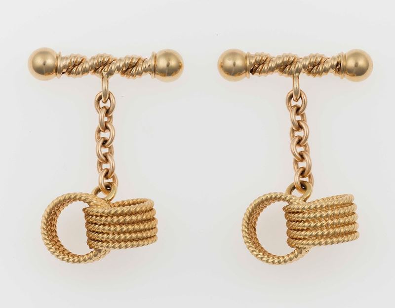 Pair of gold cufflinks  - Auction Fine Jewels - II - Cambi Casa d'Aste
