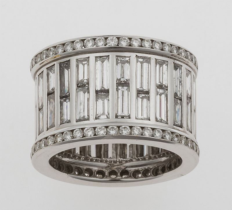 Anello con diamanti taglio brillante e baguette  - Asta Fine Jewels - II - Cambi Casa d'Aste
