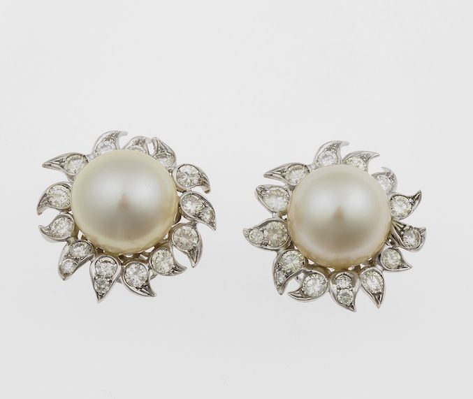 Orecchini con perle e diamanti  - Auction Fine Jewels - II - Cambi Casa d'Aste