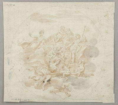 Marcantonio Franceschini (1648-1729)scena Allegorica con Divinità e Putti