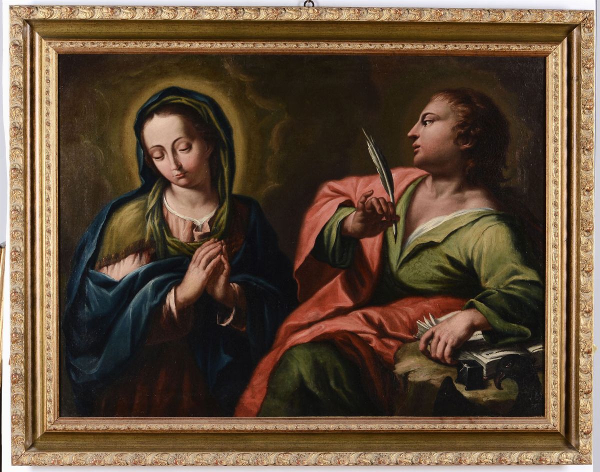 Scuola Italiana del XVIII Secolomadonna con San Giovanni Evangelista