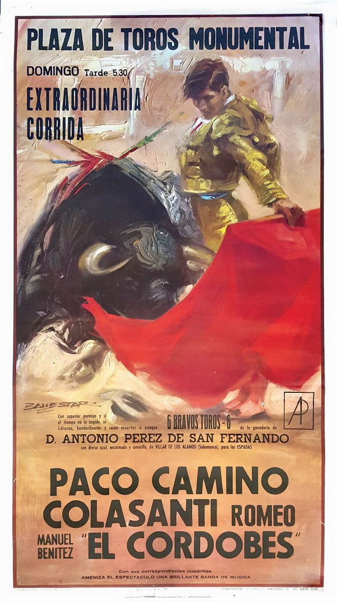 Benestap PLAZA DE TOROS MONUMENTAL, EXTRAORDINARIA CORRIDA… PACO CAMINO / ROMEO COLASANTI / “EL CORDOBES”  - Auction Vintage Posters - Cambi Casa d'Aste