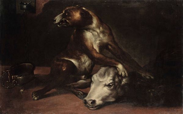 Frans Snyders (Anversa 1579-1657), cerchia di Cane con vitello