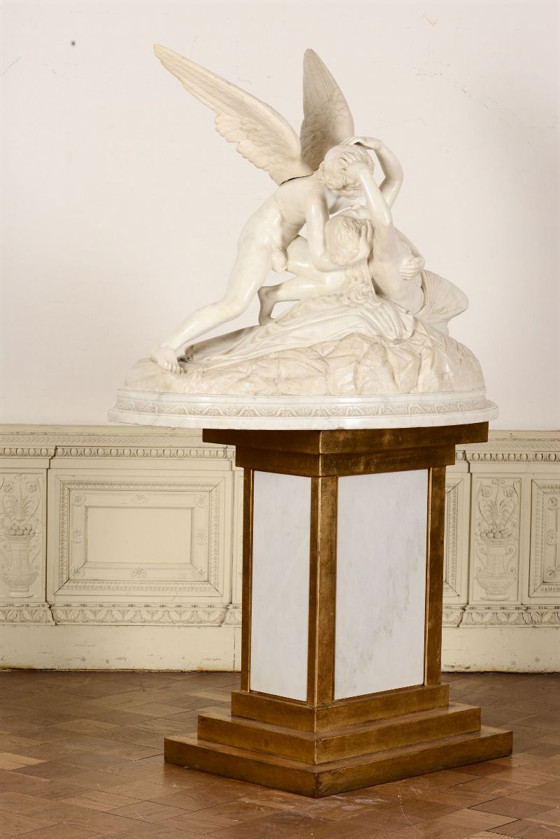 Amore e Psiche in Marmo Bianco. Scultore Neoclassico Fiorentino del Primo Ottocento.