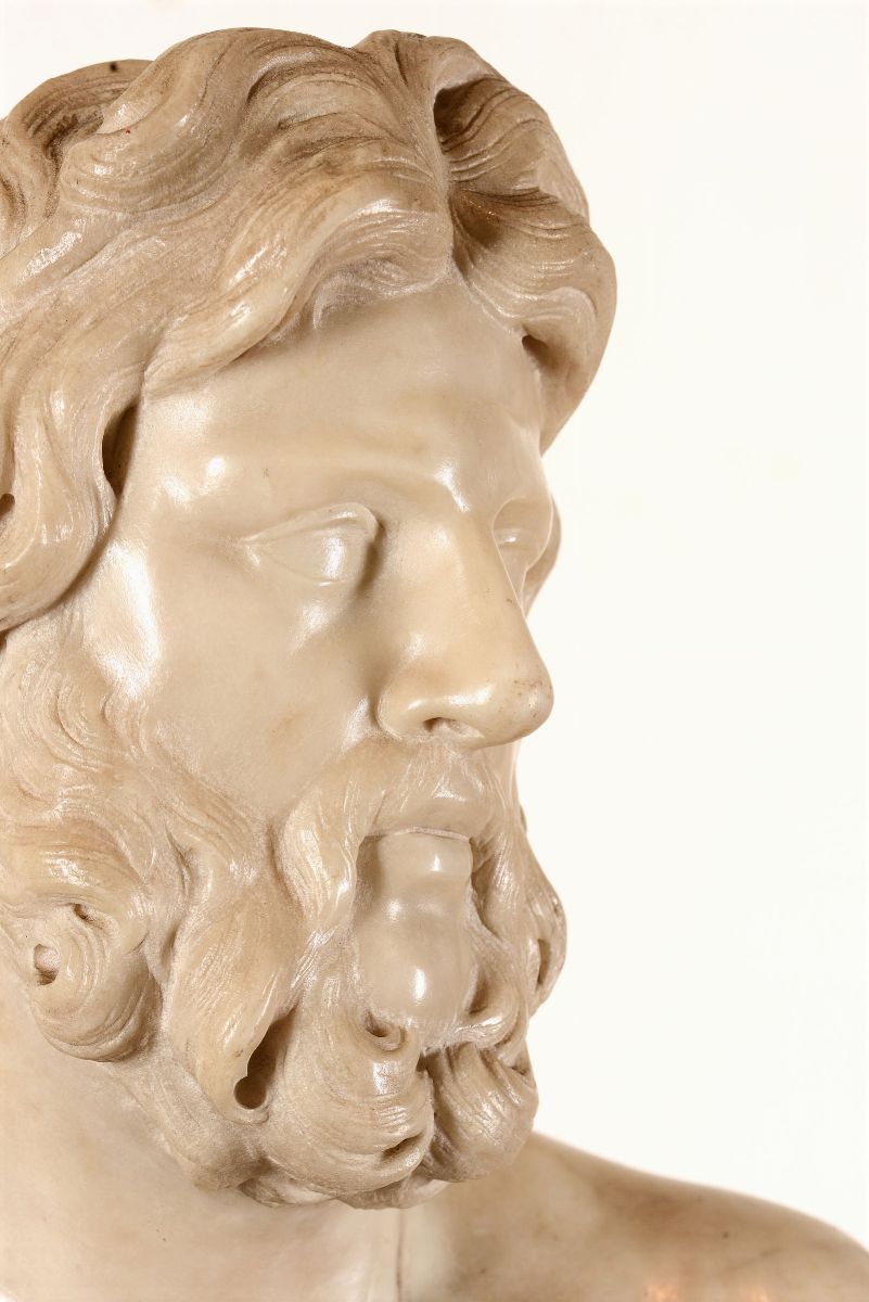 Busto di Figura Virile (giove?) in Marmo Bianco. Giuseppe Piamontini (firenze 1663 - 1744), Ultim...