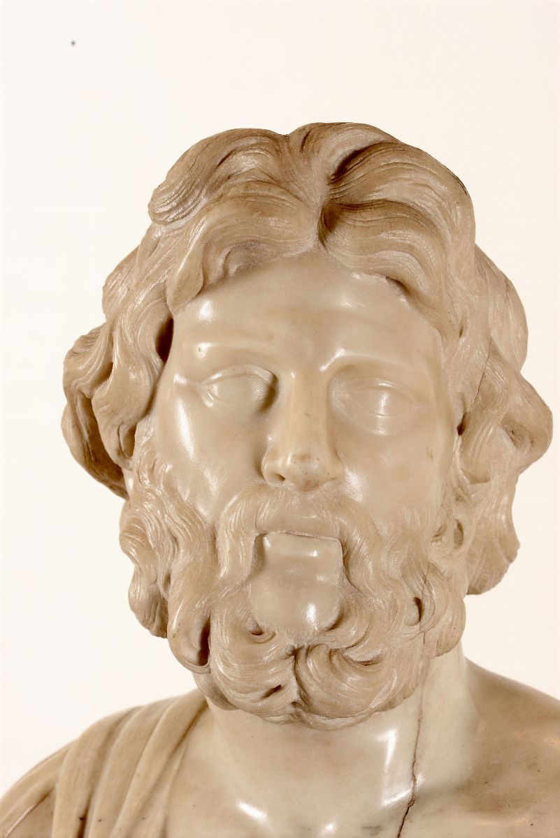Busto di Figura Virile (giove?) in Marmo Bianco. Giuseppe Piamontini (firenze 1663 - 1744), Ultim...