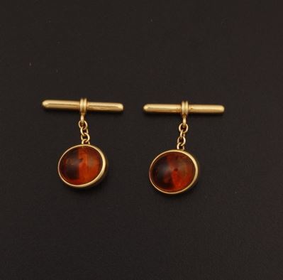 Bottoni da Polso con Quarzo Citrino Taglio Cabochon