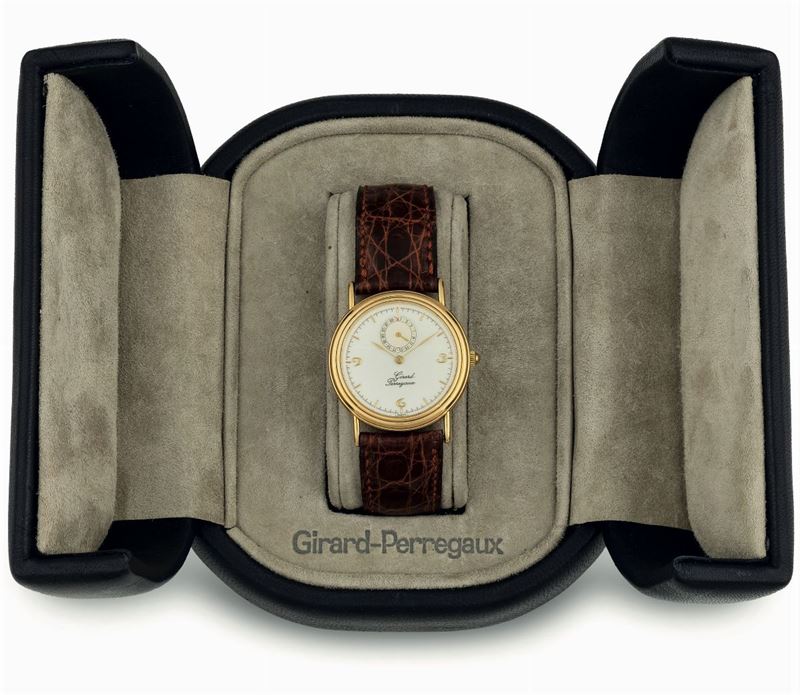 Girard Perregaux, case No. 4829 OJ. Fine, self-winding, 18K yellow gold wristwatch with calendar and original buckle. Made circa 1990. Accompanied by the original box and Guarantee  - Auction wrist and pocket watches - Cambi Casa d'Aste
