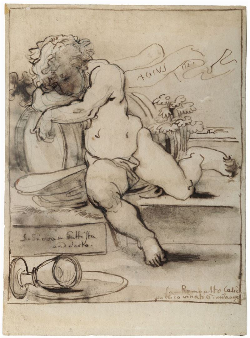 Fortunato Duranti (1787-1863) Putto addormentato su botte  - Auction Old Master Paintings - Cambi Casa d'Aste