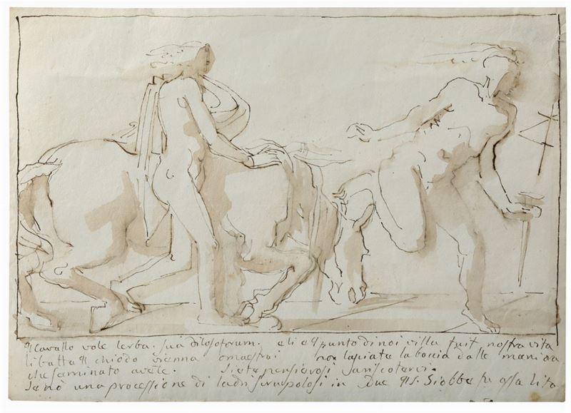 Fortunato Duranti (1787-1863) Coppia di figure con cavallo  - Asta Dipinti Antichi - Cambi Casa d'Aste