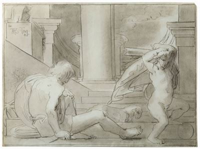 Fortunato Duranti (1787-1863)due Figure in un Tempio
