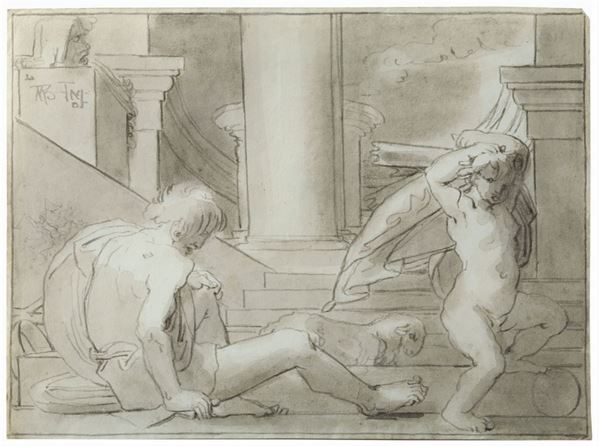 Fortunato Duranti (1787-1863) Due figure in un tempio
