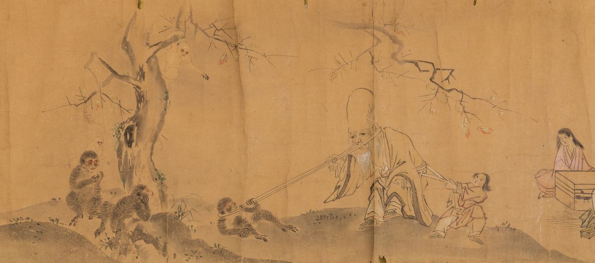 Grande Dipinto su Carta Raffigurante Scene di Vita Comune, Cina, Dinastia Qing, Fine XIX Secolo