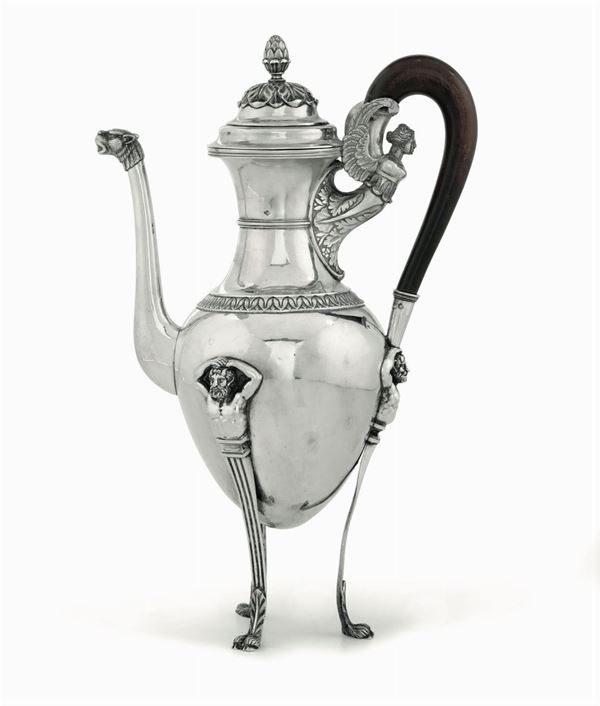 A silver coffee pot, Florence, 1800s