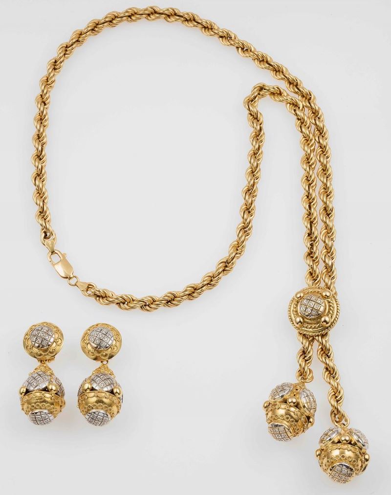 Diamond and gold demi-parure  - Auction Fine Jewels - II - Cambi Casa d'Aste