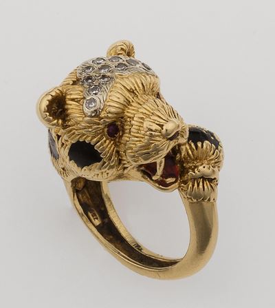 Frascarolo. Anello con Diamanti e Smalto