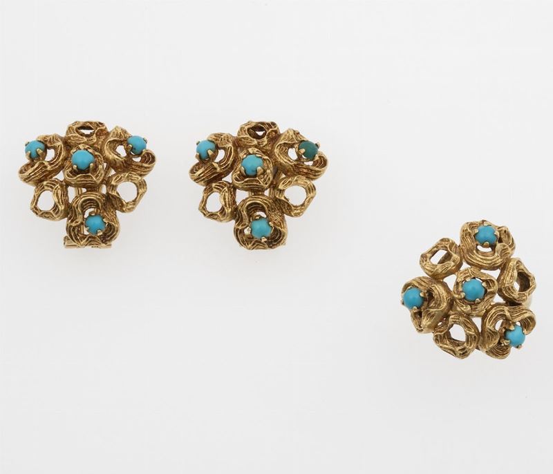 Gold and turquoise demi-parure  - Auction Timed Auction Jewels - Cambi Casa d'Aste