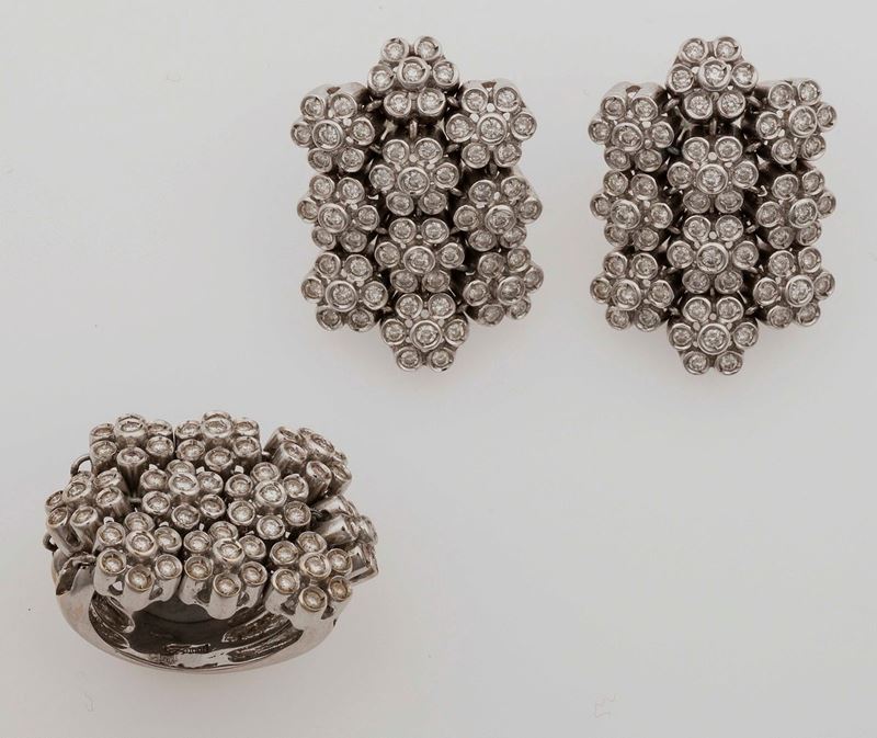 Demi-parure composta da anello ed orecchini con diamanti  - Asta Fine Jewels - II - Cambi Casa d'Aste