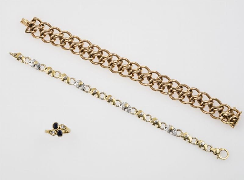 Group of gold, diamond and sapphire jewellery  - Auction Timed Auction Jewels - Cambi Casa d'Aste
