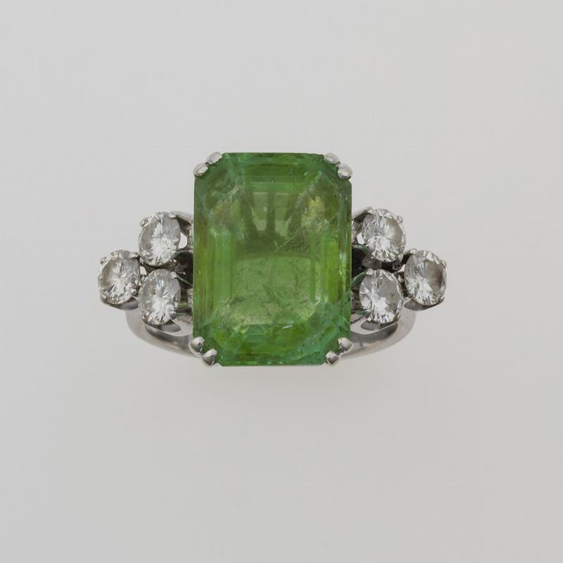 Emerald and diamond ring  - Auction Timed Auction Jewels - Cambi Casa d'Aste