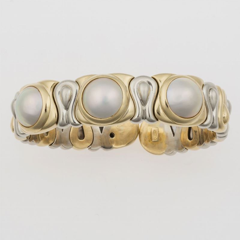 Pearl and gold bangle  - Auction Timed Auction Jewels - Cambi Casa d'Aste