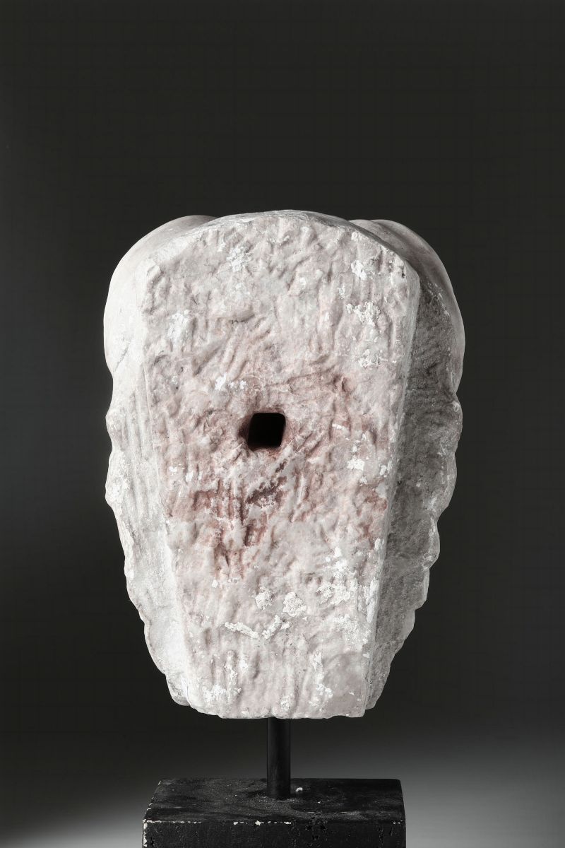 Testa di Satiro in Marmo Bianco. Scultore Barocco del XVII-XVIII Secolo