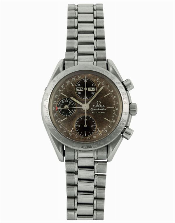 Omega , Speedmaster Automatic, case No. 54311498, Ref. 175.0084. Fine, self winding, water resistant, stainless steel chronograph wristwatch with  24 hours indication, day/date, original bracelet with deployant clasp. Made circa 2000