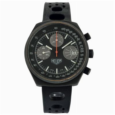 Heuer, Ref. 13.1. Orologio da Polso, in Acciaio e Pvd, Cronografo con Datario. Realizzato nel 197...