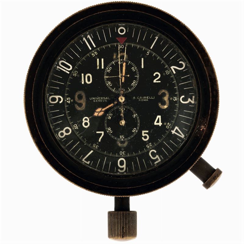 Universal, Geneve, for A. CAIRELLI ROMA, AIRPLANE COCKPIT BAKELITE CHRONOMETER. Made circa 1940  - Auction wrist and pocket watches - Cambi Casa d'Aste