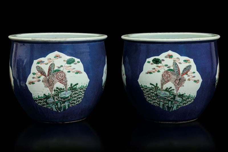 Two Green Family cachepots, China, Qing Dynasty  - Auction Fine Chinese Works of Art - Cambi Casa d'Aste